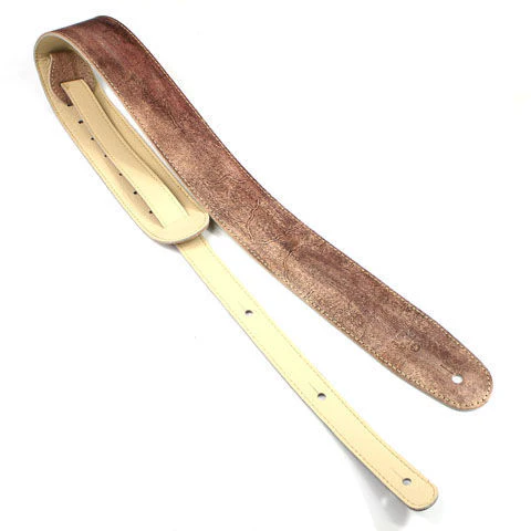 DSL Straps Exotic Series Hand Dyed Leather Guitar Strap 2.5in - Hand Dyed Brown - Image 4