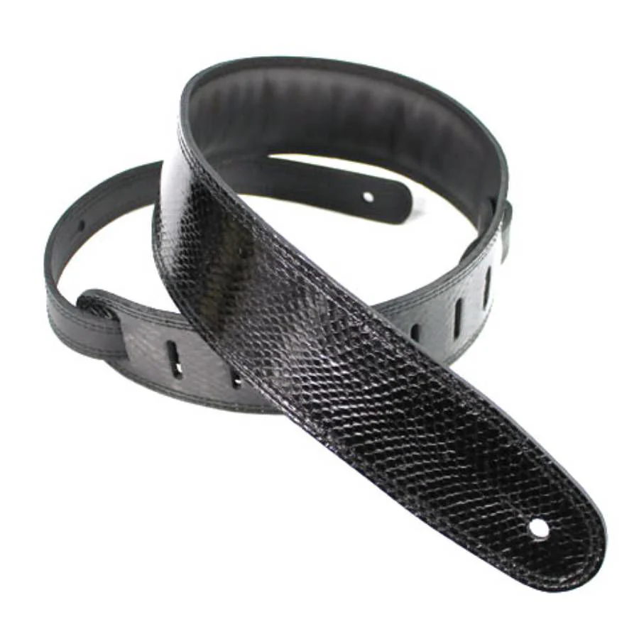 DSL Straps Exotic Series Snake Skin Guitar Strap 2.5in - Snake Skin Black - Image 2