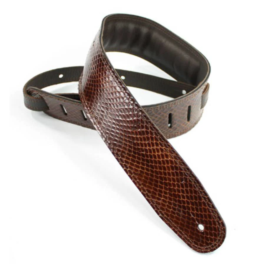 DSL Straps Exotic Series Snake Skin Guitar Strap 2.5in - Snake Skin Brown - Image 2