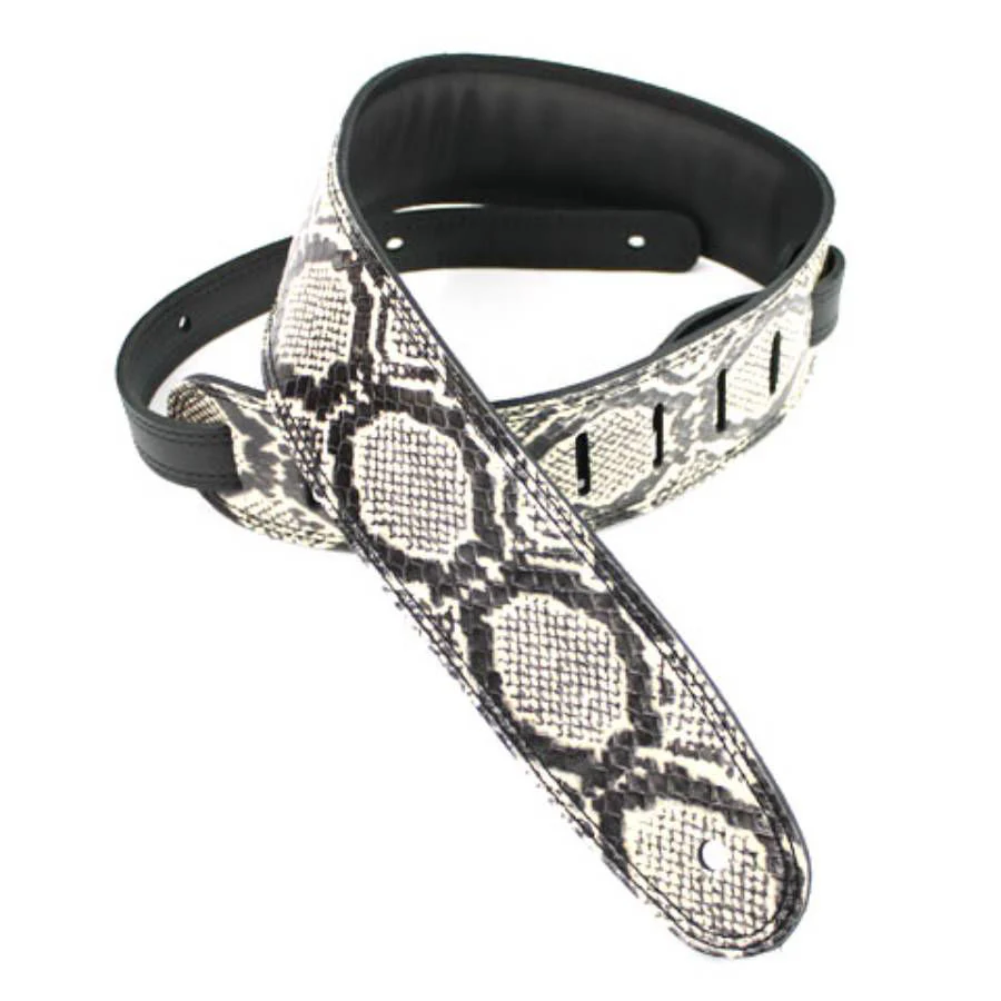 DSL Straps Exotic Series Snake Skin Guitar Strap 2.5in - Snake Skin White & Black - Image 2
