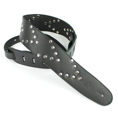 DSL Straps Metal Series Stud Metal Guitar Strap 2.5in Stud Pattern V - Black - Image 2