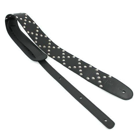 DSL Straps Metal Series Stud Metal Guitar Strap 2.5in Stud Pattern X - Black - Image 2