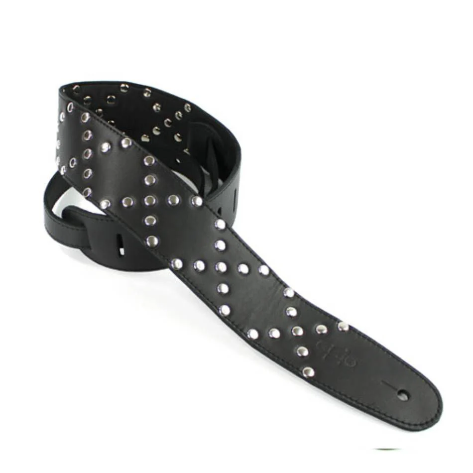 DSL Straps Metal Series Stud Metal Guitar Strap 2.5in Stud Pattern X - Black - Image 4