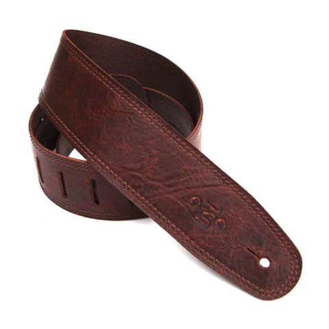 DSL Straps Premium Series Distressed Leather Guitar Strap 3.5in - Distressed Brown - Image 2