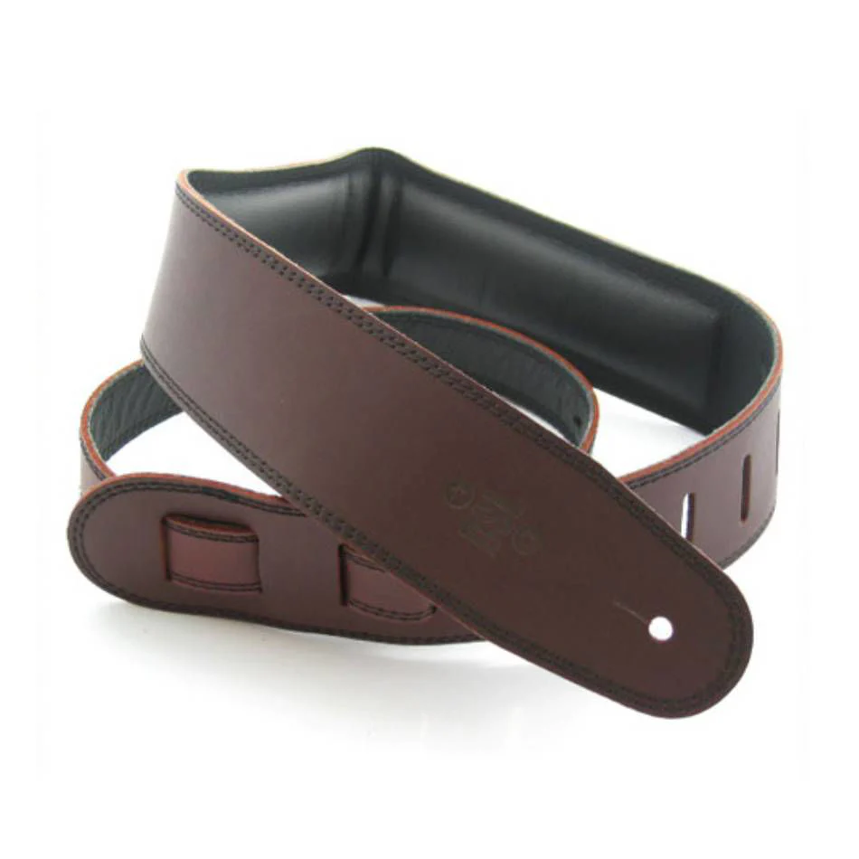 DSL Straps Premium Series Garment Leather Guitar Strap 2.5in Padded Garment - Saddle Brown/Black - Image 2