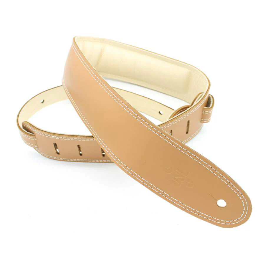 DSL Straps Premium Series Garment Leather Guitar Strap 2.5in Padded Garment - Tan/Beige - Image 2