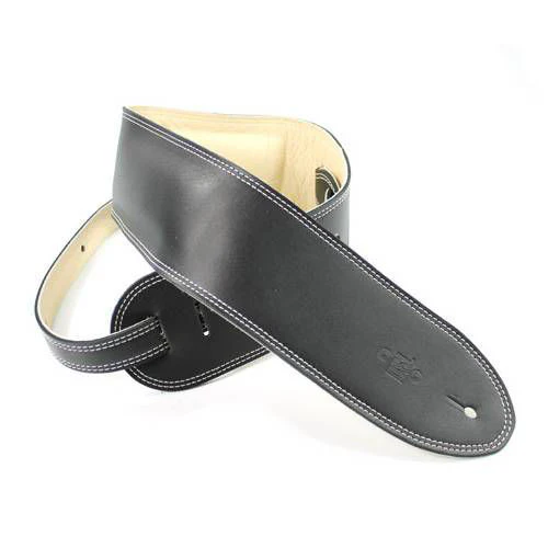 DSL Straps Premium Series Garment Leather Guitar Strap 3.5in Padded Garment - Black/Beige - Image 2