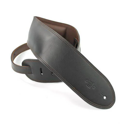DSL Straps Premium Series Garment Leather Guitar Strap 3.5in Padded Garment - Black/Brown - Image 2