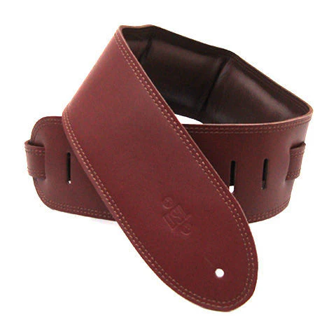 DSL Straps Premium Series Garment Leather Guitar Strap 3.5in Padded Garment - Maroon/Brown - Image 2
