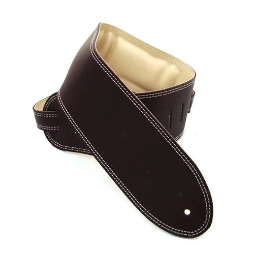 DSL Straps Premium Series Garment Leather Guitar Strap 3.5in Padded Garment - Saddle Brown/Beige - Image 2