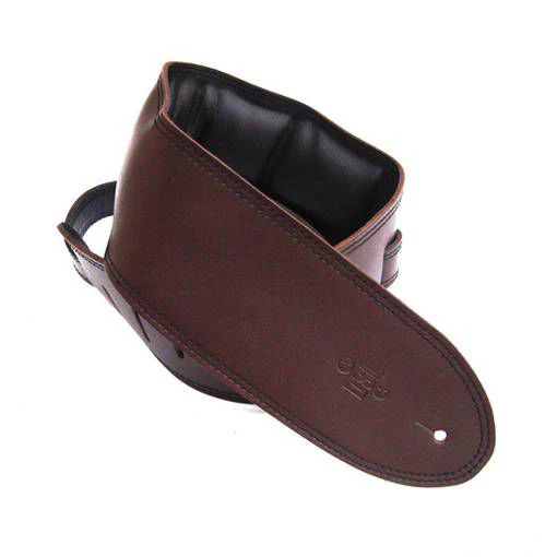 DSL Straps Premium Series Garment Leather Guitar Strap 3.5in Padded Garment - Saddle Brown/Black - Image 2