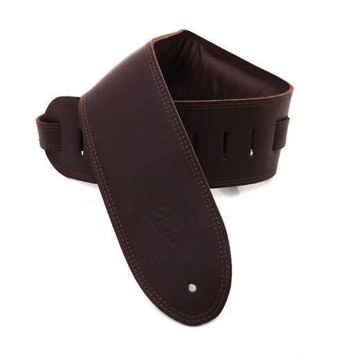 DSL Straps Premium Series Garment Leather Guitar Strap 3.5in Padded Garment - Saddle Brown/Brown - Image 2