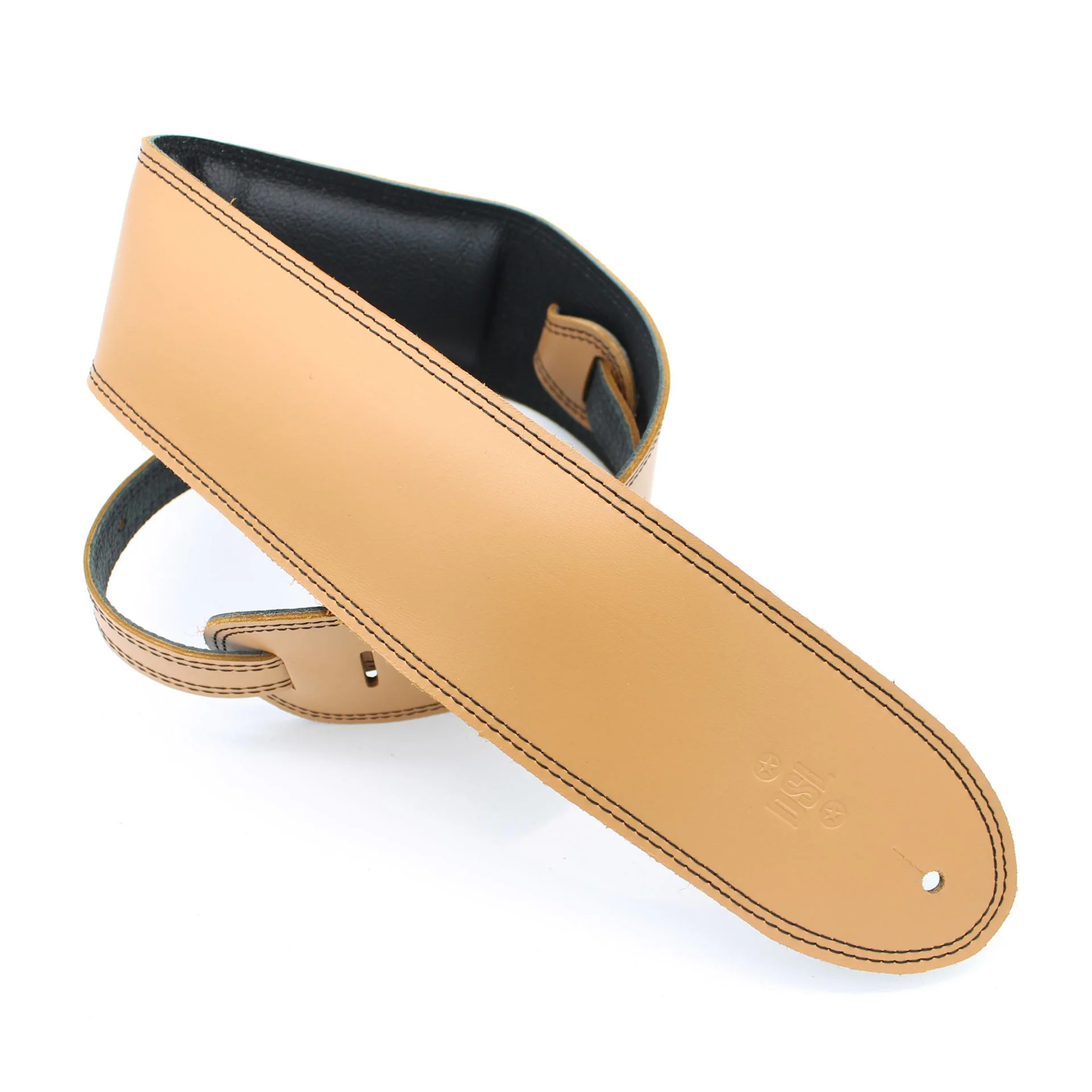 DSL Straps Premium Series Garment Leather Guitar Strap 3.5in Padded Garment - Tan/Black - Image 2
