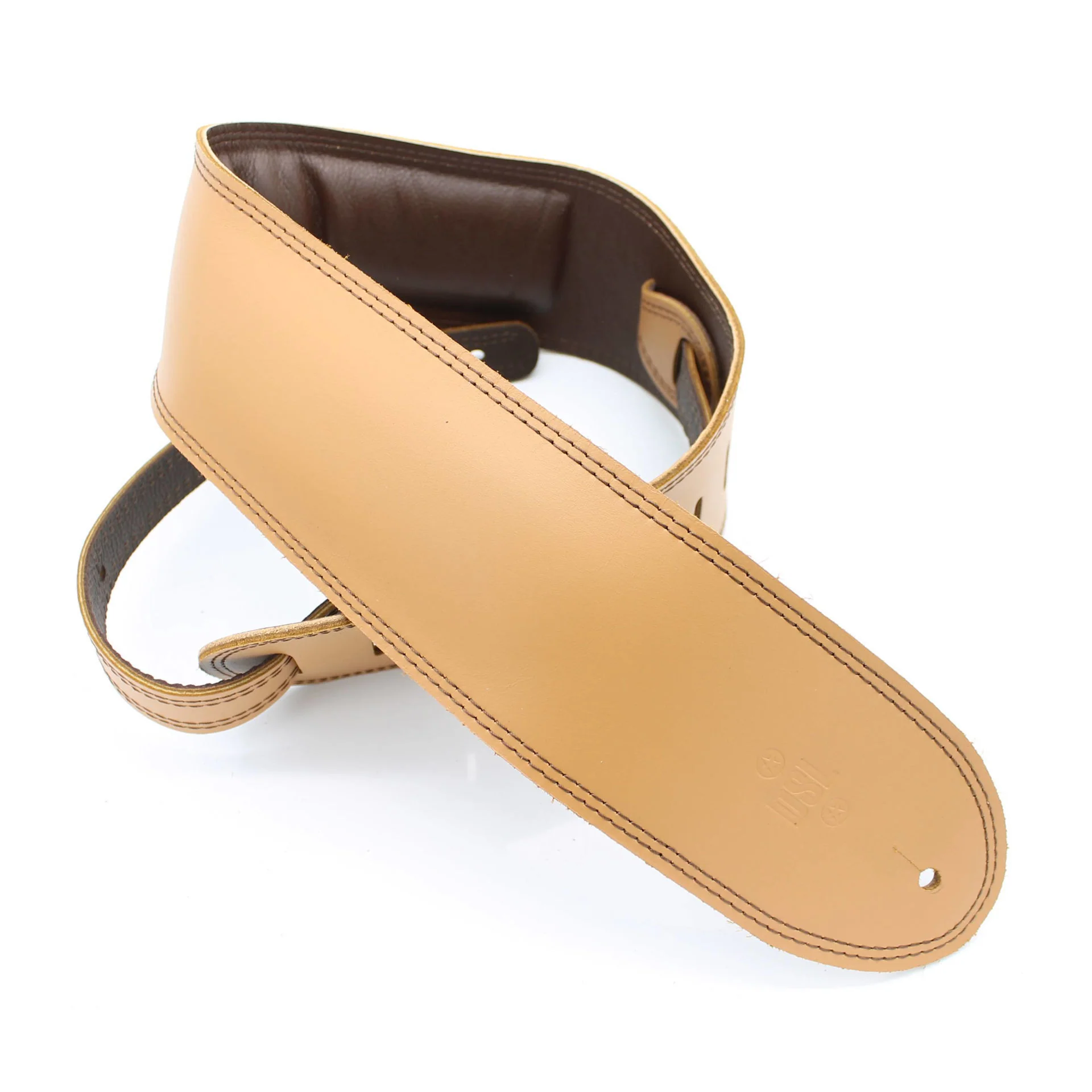 DSL Straps Premium Series Garment Leather Guitar Strap 3.5in Padded Garment - Tan/Brown - Image 2