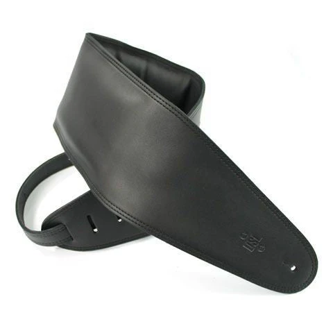DSL Straps Premium Series Garment Leather Guitar Strap 5in Padded Garment - Black/Black