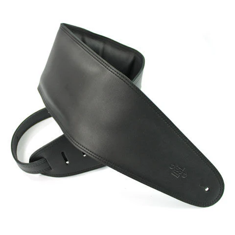 DSL Straps Premium Series Garment Leather Guitar Strap 5in Padded Garment - Black/Black - Image 2