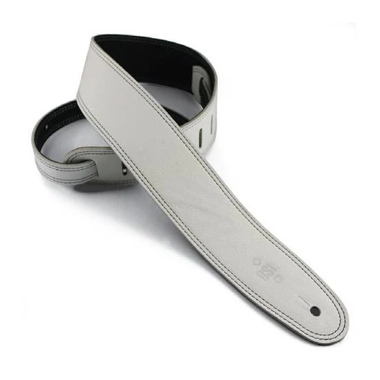 DSL Straps Premium Series Reversible Leather Guitar Strap 2.5in - Reversible Black & White - Image 2