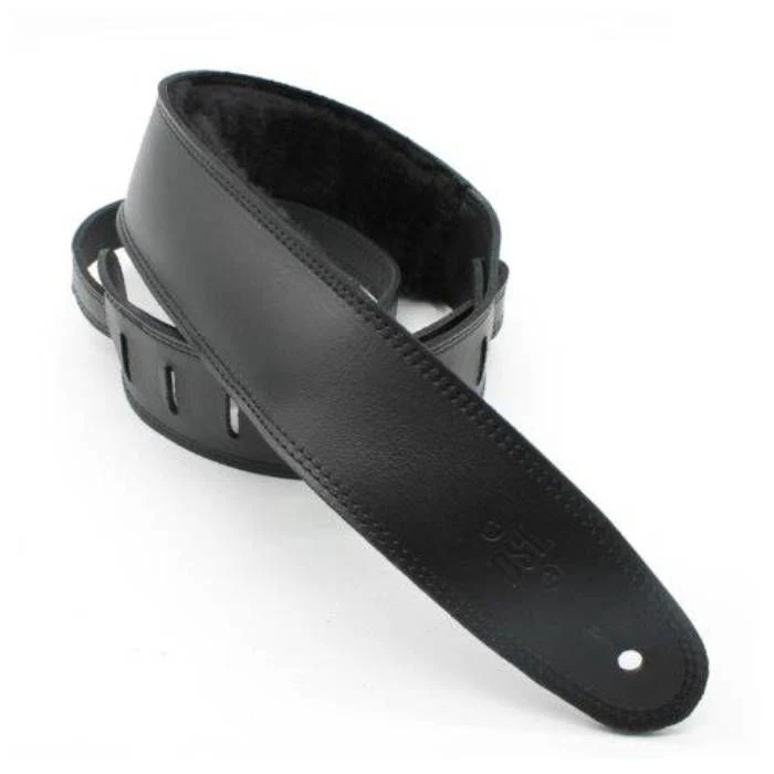 DSL Straps Premium Series Sheep Skin Guitar Strap 2.5in - Black/Sheepskin Black - Image 2