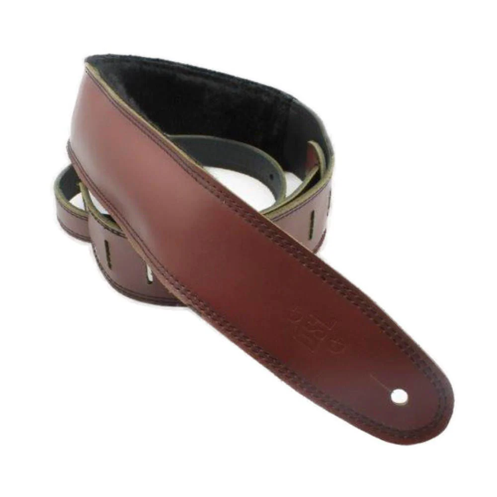 DSL Straps Premium Series Sheep Skin Guitar Strap 2.5in - Maroon/Sheepskin Black - Image 2