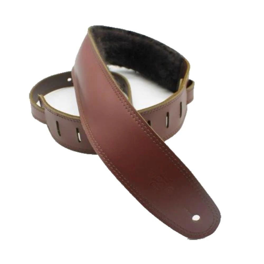DSL Straps Premium Series Sheep Skin Guitar Strap 2.5in - Maroon/Sheepskin Brown