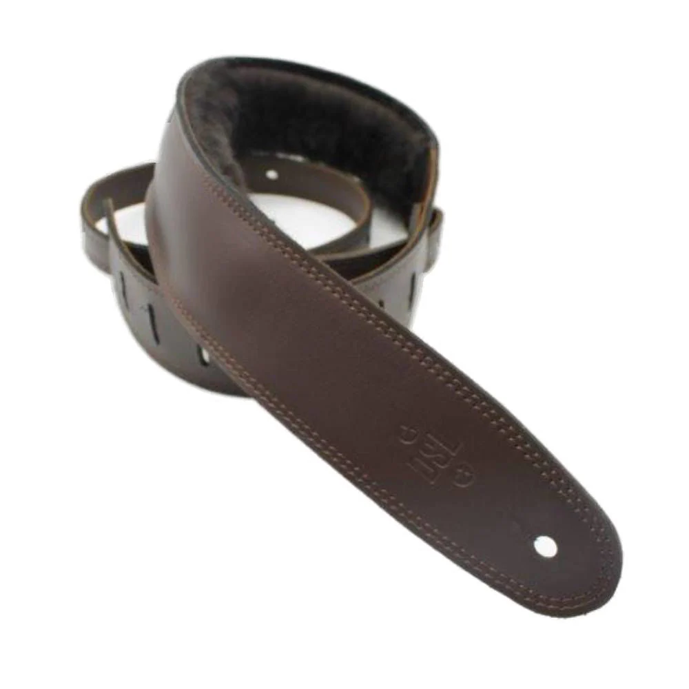 DSL Straps Premium Series Sheep Skin Guitar Strap 2.5in - Saddle Brown/Sheepskin Brown - Image 2