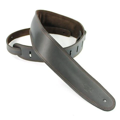 DSL Straps Premium Series Suede Guitar Strap 2.5in Leather & Padded Suede - Black/Brown - Image 2