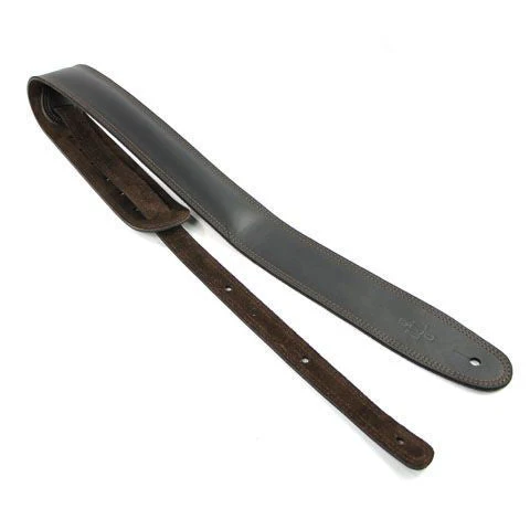 DSL Straps Premium Series Suede Guitar Strap 2.5in Leather & Padded Suede - Black/Brown - Image 3