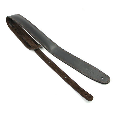 DSL Straps Premium Series Suede Guitar Strap 2.5in Leather & Padded Suede - Black/Brown - Image 4