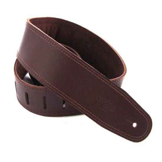 DSL Straps Premium Series Suede Guitar Strap 2.5in Leather & Padded Suede - Saddle Brown/Brown - Image 2
