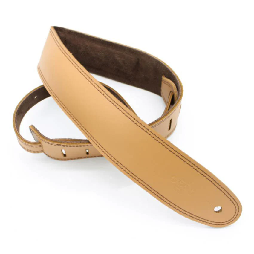 DSL Straps Premium Series Suede Guitar Strap 2.5in Leather & Padded Suede - Tan/Brown - Image 2