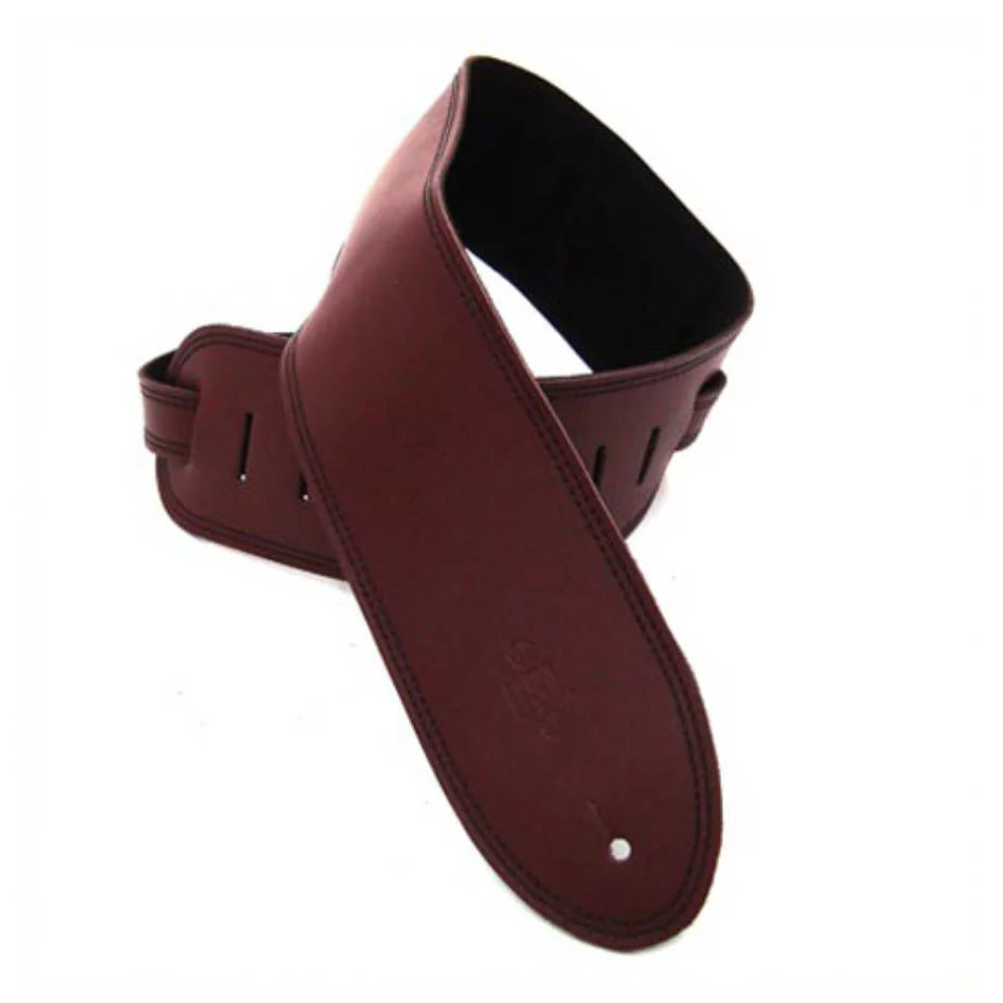 DSL Straps Premium Series Suede Guitar Strap 3.5in Leather & Padded Suede - Maroon/Black - Image 2