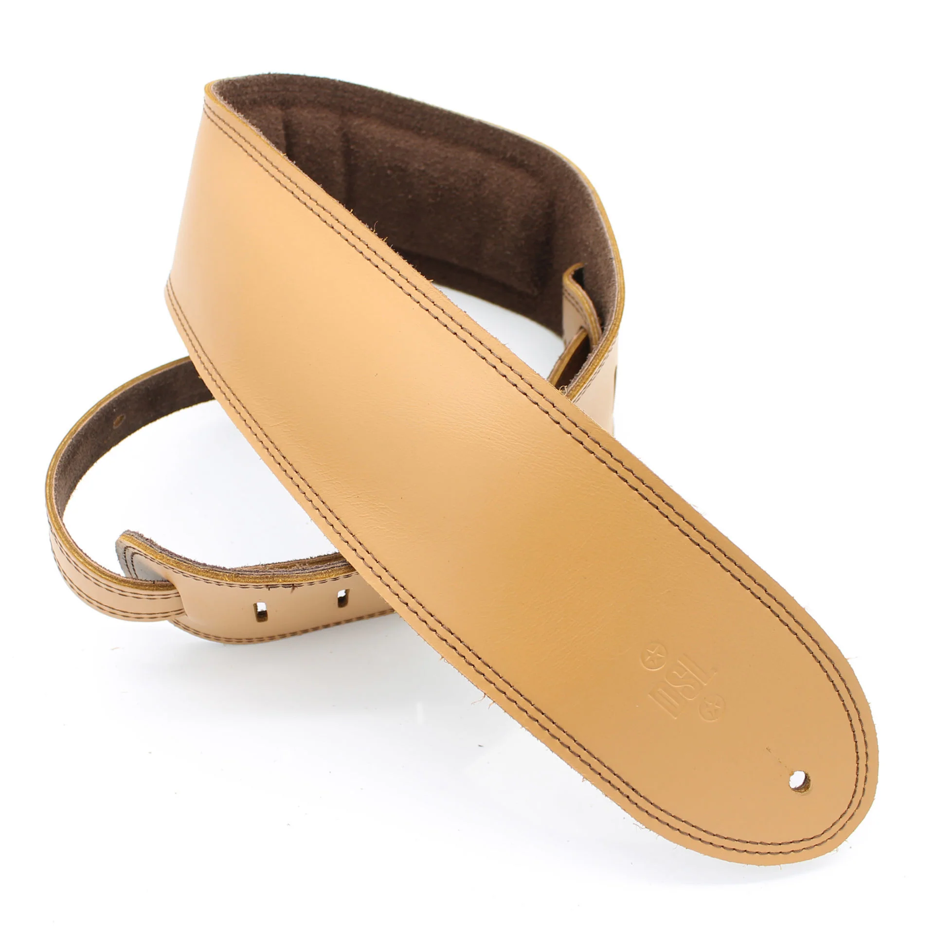 DSL Straps Premium Series Suede Guitar Strap 3.5in Leather & Padded Suede - Tan/Brown - Image 2
