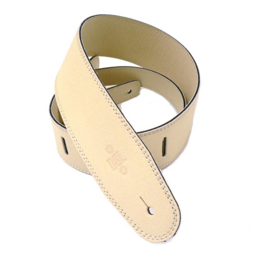 DSL Straps Premium Series Triple Garment Leather Guitar Strap 2.5in - Beige - Image 2