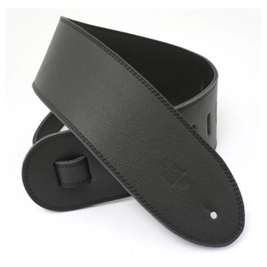 DSL Straps Premium Series Triple Garment Leather Guitar Strap 3.5in - Black