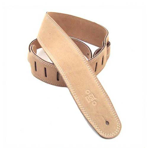 DSL Straps Premium Series Triple Suede Guitar Strap 2.5in Triple Ply - Beige - Image 2