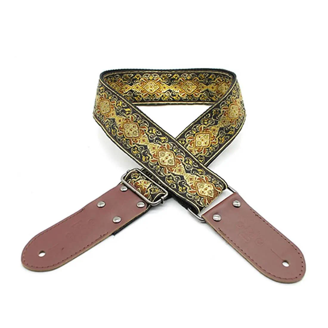 DSL Straps Weaving Jacquard Weaving Guitar Strap 2"  - APR Gold - Image 2