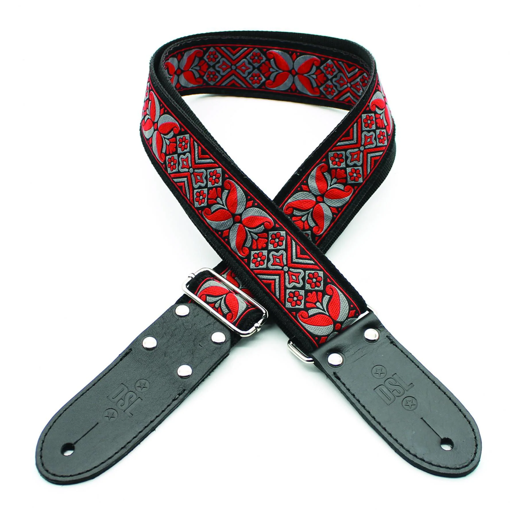 DSL Straps Weaving Jacquard Weaving Guitar Strap 2"  - DC Red - Image 2