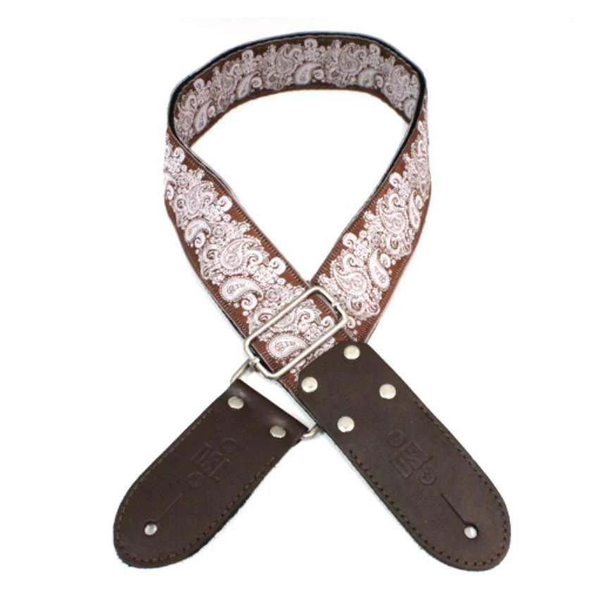DSL Straps Weaving Jacquard Weaving Guitar Strap 2"  - Pais Brown