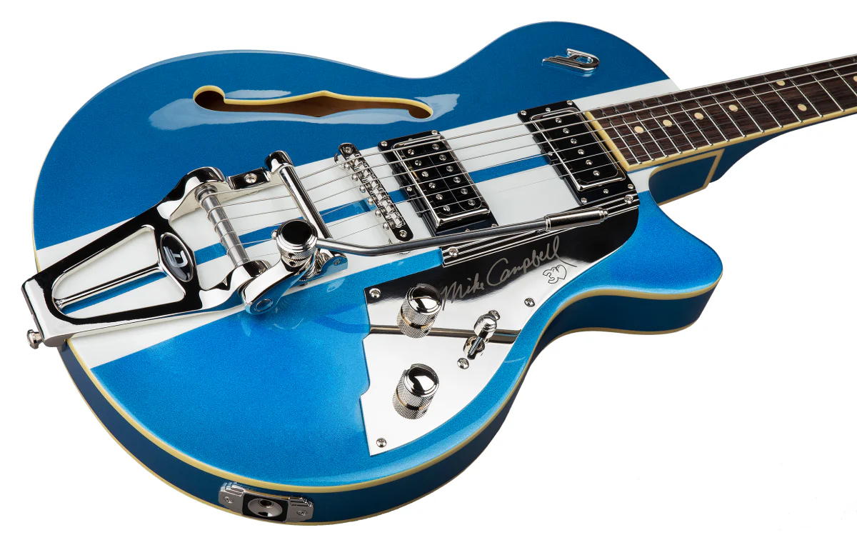 Duesenberg Alliance Series 30th Ann. Mike Campbell Hollowbody Electric Guitar in Blue/White - Image 2
