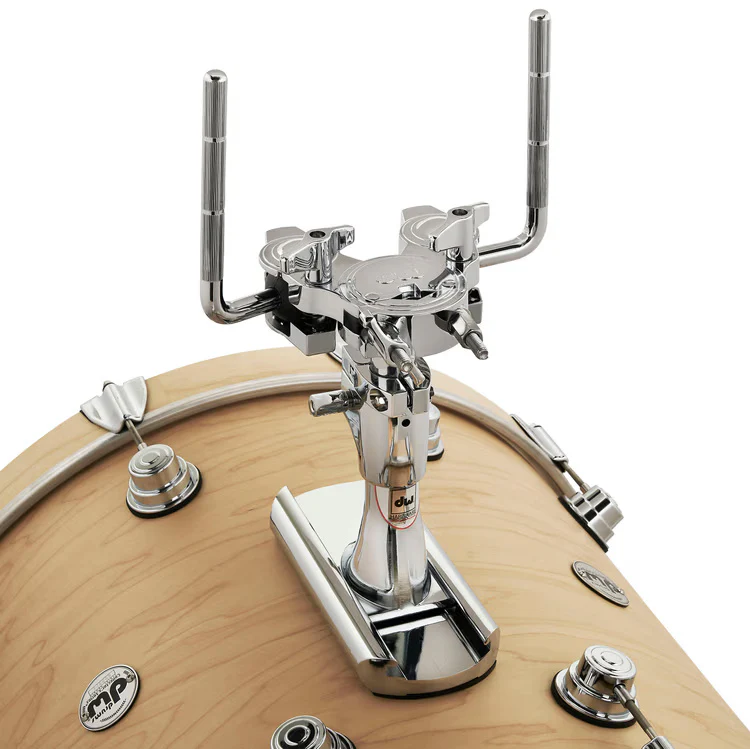 DW Bass Drum Mounted Double Tom Arm with Slide Track - Chrome - Image 3