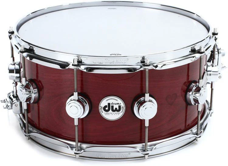 DW Collectors Lacquer Custom 6.5 x14 Snare Drum Purple Heart Cr/Hw - Image 2