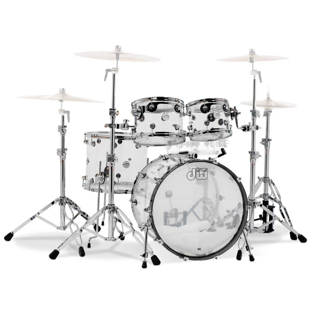 DW Design Acrylics 22/10/12/16 4pc Drum Shell Pack - Clear - Image 2