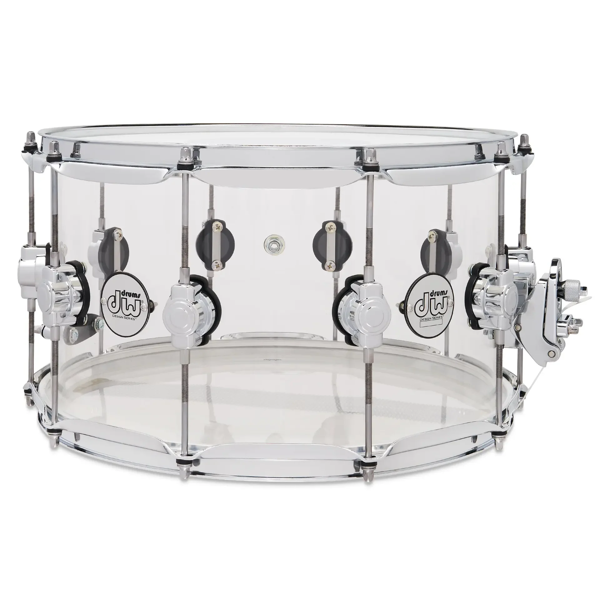 DW Design Series 14x8 Single Lug Snare Drum - Clear Acrylic - Image 2