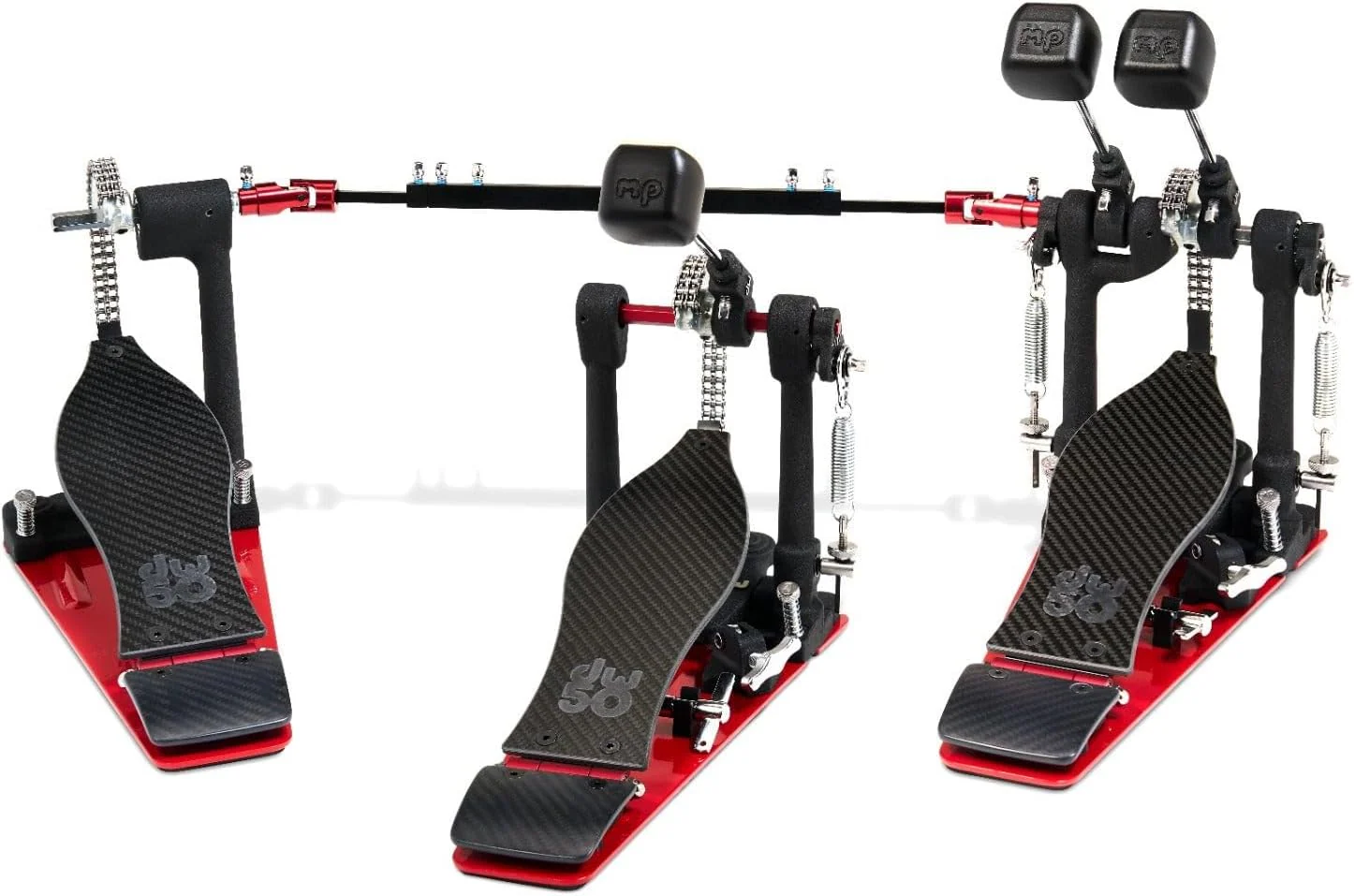 DW Limited Edition 50th Anniversary Carbon Fibre Double Kick Drum Pedal with Bag - Image 4