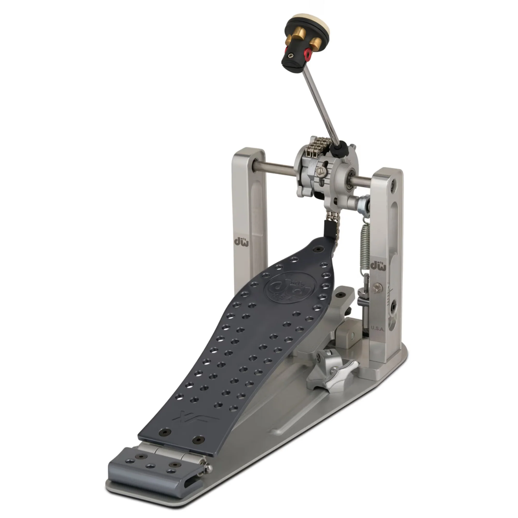 DW MFG Machined Chain Drive Single Bass Drum Pedal with Extended Footboard - Image 4