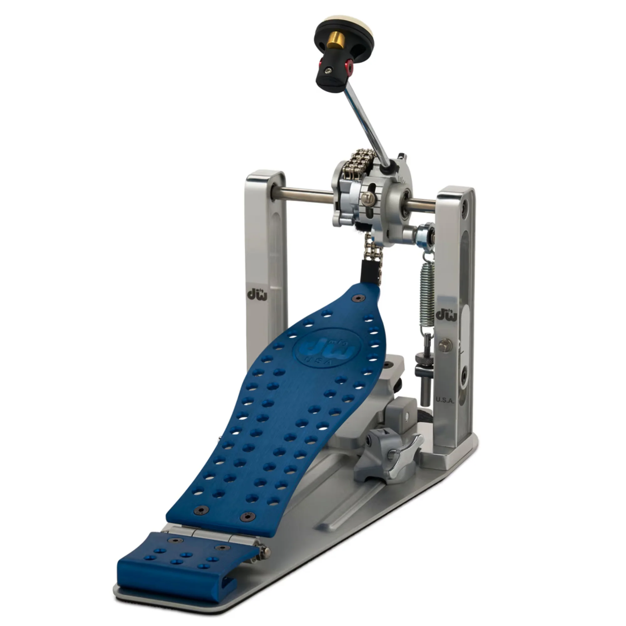 DW MFG Series Machined Chain Drive Single Bass Drum Pedal with Bag - Blue - Image 4
