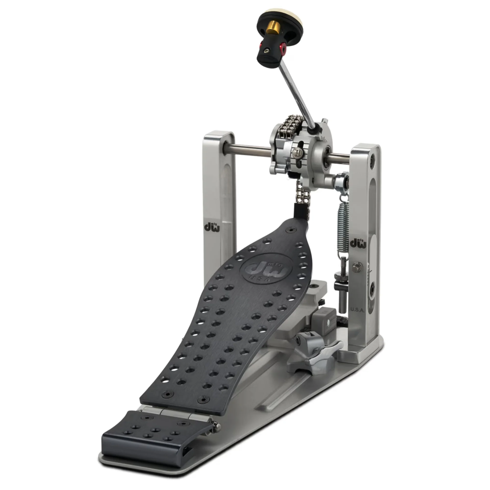 DW MFG Series Machined Chain Drive Single Bass Drum Pedal with Bag - Gray