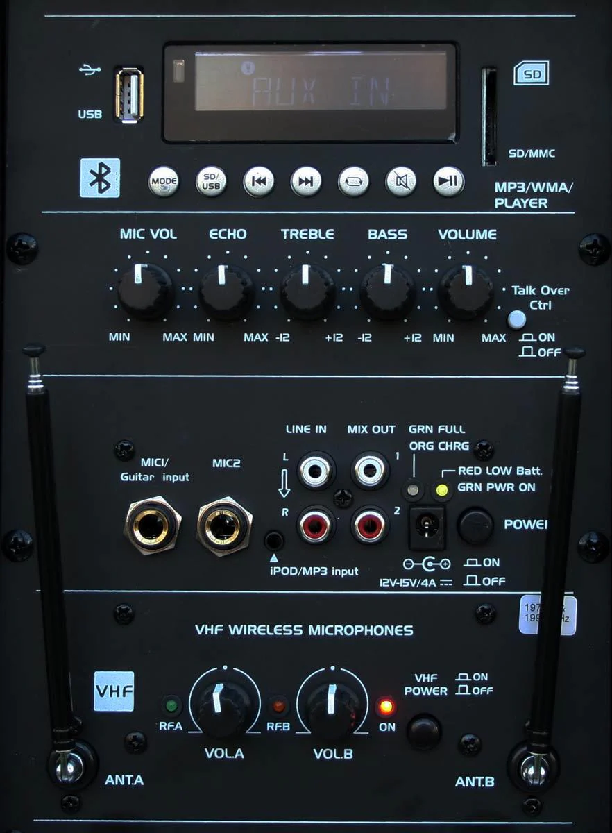 E-Lektron EL225 Dual 10 Portable PA System with 2 Wireless Microphones and Bluetooth - OPEN BOX - Image 3