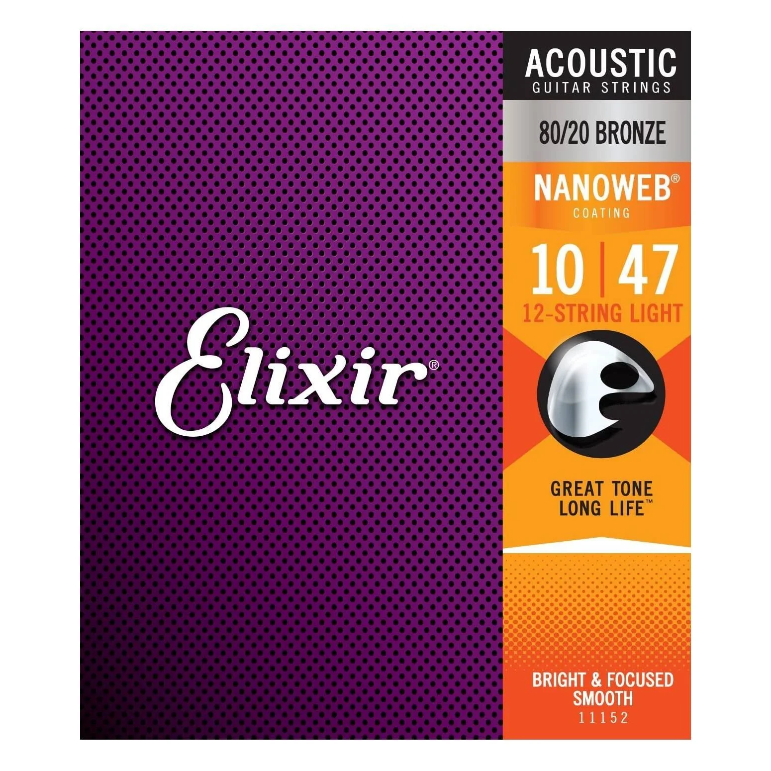 Elixir 11152 Nanoweb 80/20 12 String Light 10-47 Acoustic Guitar Strings - Image 3