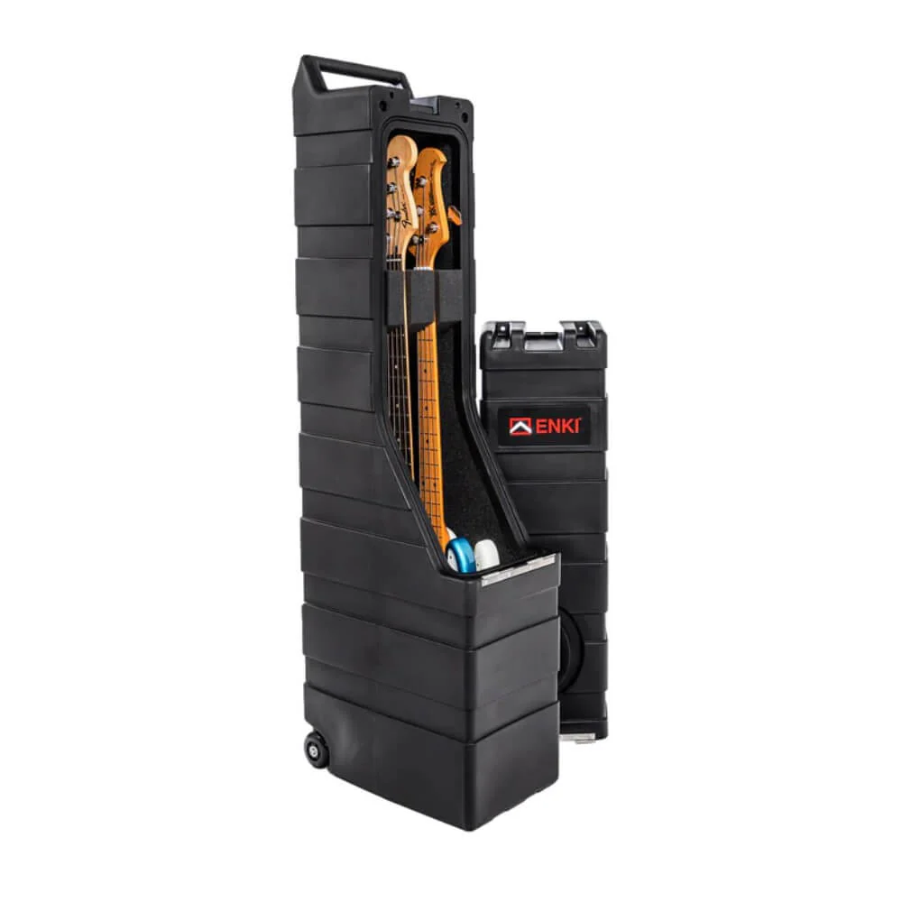 Enki AMG-2B Dual Electric Bass Guitar Case with Wheels and Removable Lid - Image 13